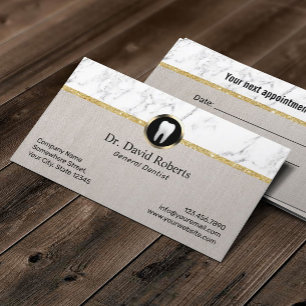 Dentist Modern Marble & Linen Dental Appointment Afsprakenkaartje