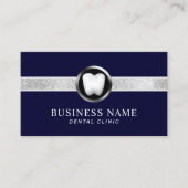 Dentist Modern Navy Blue & Silver Dental Office Visitekaartje (Voorkant)