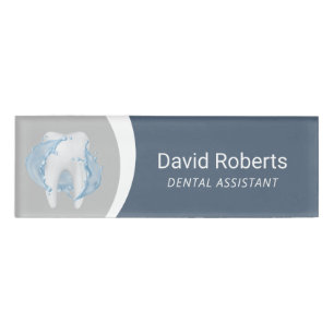 Dentist Modern Silver & Blue Dental Assistant Naambadge