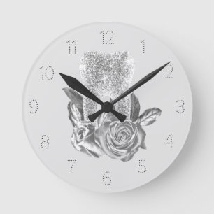 Dentist Modern Silver Tooth & Flowers Dental Ronde Klok