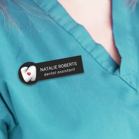 Dentist Modern Tooth & Heart Logo Dental Office Naamplaatje
