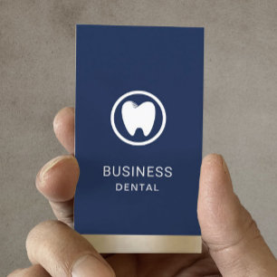 Dentist Modern Tooth Logo Navy Gold Dental Office Afsprakenkaartje