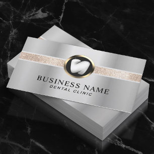 Dentist Modern Tooth Logo Silver Dental Visitekaartje