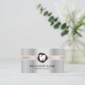 Dentist Modern Tooth Logo Silver Dental Visitekaartje (Staand voorkant)