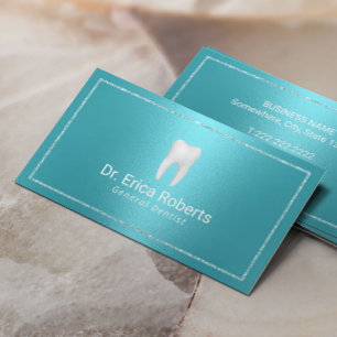 Dentist Modern Turquoise Metallic Dental Office Visitekaartje