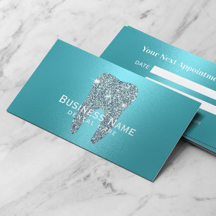 Dentist Modern Turquoise Tooth Metallic Dental Afsprakenkaartje