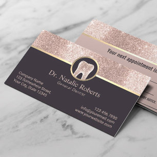 Dentist Moderne Roos Gold Glitter Tooth Dental Car Afsprakenkaartje