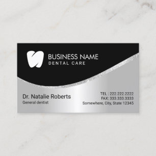 Dentist Moderne Tooth Logo Silver Dental Care Afsprakenkaartje