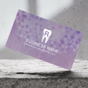 Dentist Monogram Tooth Dental Geometric Paars Visitekaartje