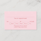 Dentist Pink Appointment Visitekaartjes (Achterkant)