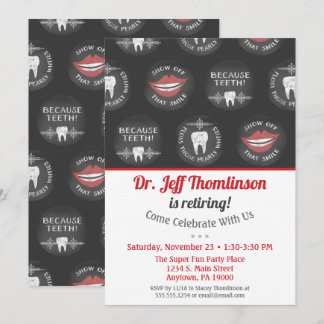 Dentist Retirement Invitation Chalkboard Dental Kaart
