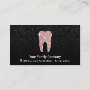 Dentist Roos Gold Tooth Black Glitter Dental Denta Afsprakenkaartje