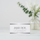 Dentist Silver Metallic Script Visitekaartje (Staand voorkant)