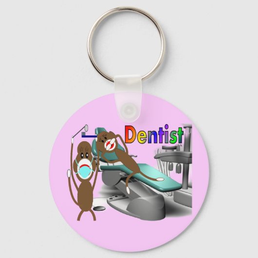 Dentist Sock Monkey-cadeautjes—uniek Sleutelhanger (Voorkant)
