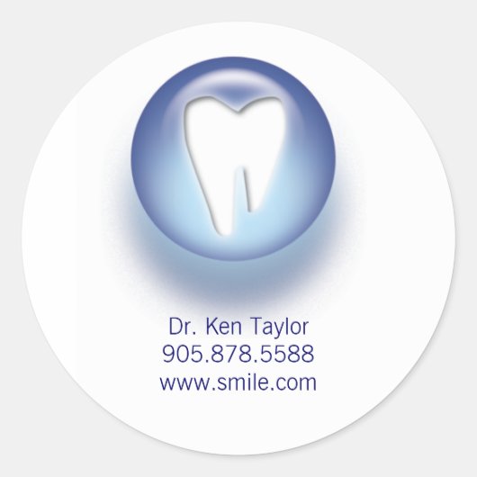 Dentist/tandheelkundig Tooth Logo Sticker Blue (Voorkant)
