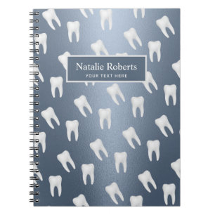 Dentist Teeth Pattern Dental Office Dusty Blue Notitieboek