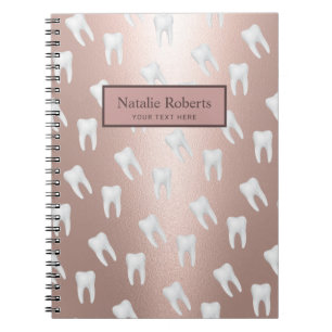 Dentist Teeth Pattern Dental Office Roos Gold Notitieboek