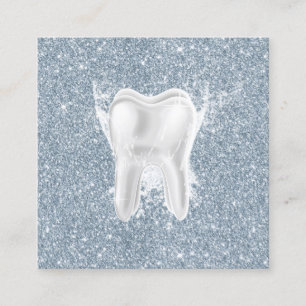 Dentist Tooth Modern Dusty Blue Glitter Dental Vierkante Visitekaartje
