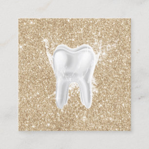 Dentist Tooth Modern Gold Sparkle Dental Clinic Vierkante Visitekaartje