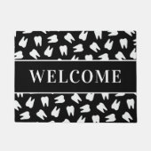 Dentist Tooth Pattern Plain Black Dental Office Deurmat (Voorkant)