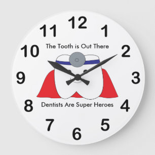 Dentist Tooth Super Hero Personaliseren Grote Klok