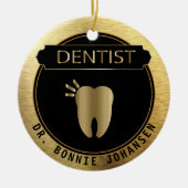 Dentist 🦷 - UpScale Black and Gold Keramisch Ornament (Voorkant)
