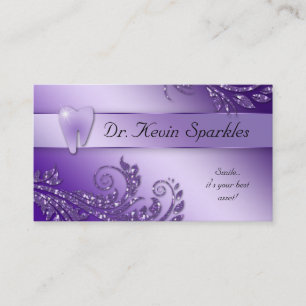 Dentist Visitekaartje Paarse Sparkle Leaf Tooth