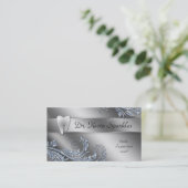 Dentist Visitekaartje Silver Sparkle Leaf Tooth (Staand voorkant)
