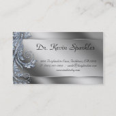 Dentist Visitekaartje Silver Sparkle Leaf Tooth (Achterkant)