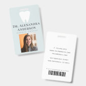 Dentist White Teeth Light Blue ID Photo Badge (Front & Back)