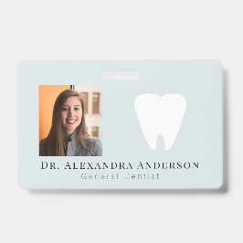 Dentist White Teeth Light Blue ID Photo Badge