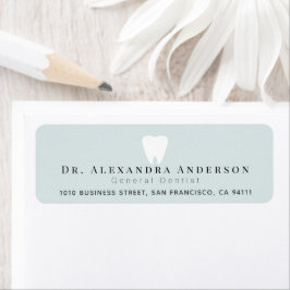 Dentist White Teeth Light Blue Return Address Etiket
