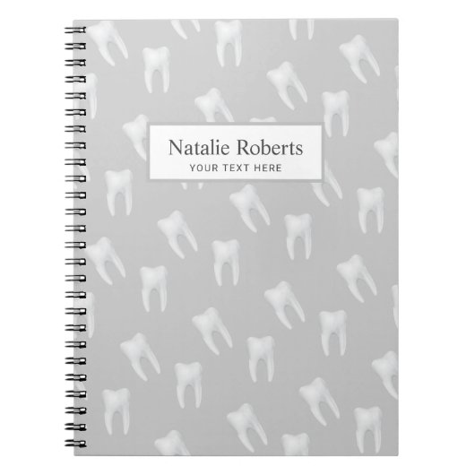 Dentist White Teeth Pattern Dental Office Grey Notitieboek (Voorkant)