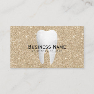 Dentist White Tooth Moderne Gold Glitter Dental Afsprakenkaartje
