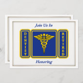 Dentiste Caduceus Shield Invitation à la retraite (Devant / Derrière)