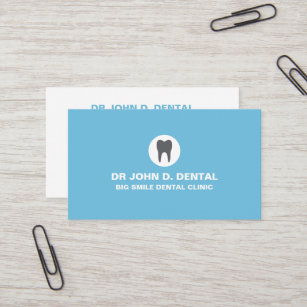 Dentiste, carte de visite bleu dentaire avec logo 