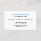 Dentiste, carte de visite bleu dentaire avec logo  (Dos)