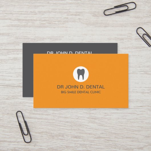 Dentiste, carte de visite gris dentaire avec logo (Devant/Arrière en situation)