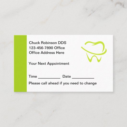 Dentiste Cartes de visite de nomination moderne (Devant)