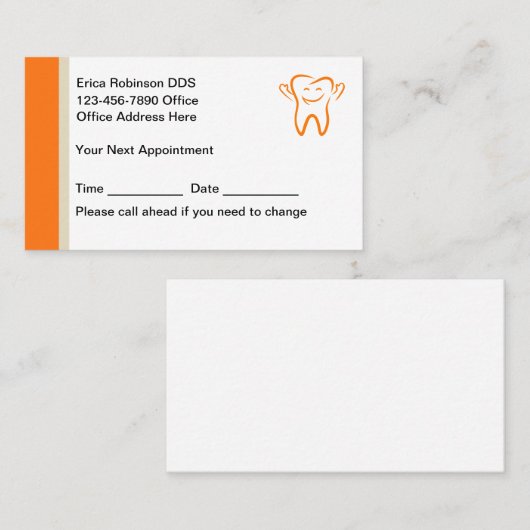 Dentiste Cartes de visite de nomination moderne (Devant / Derrière)