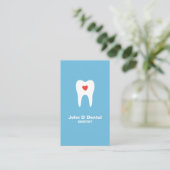 dentiste dentaire bleu dent et coeur carte de visi (Debout devant)