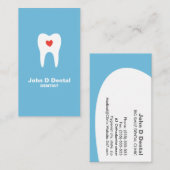 dentiste dentaire bleu dent et coeur carte de visi (Devant / Derrière)