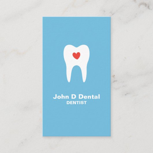 dentiste dentaire bleu dent et coeur carte de visi (Devant)