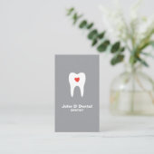 dentiste dentaire gris dent et coeur carte de visi (Debout devant)