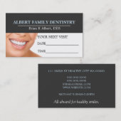 Dentiste Dental Dentistry Carte de rendez-vous (Devant / Derrière)