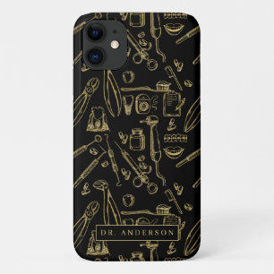 Dentistry Art Gold Pattern Monogram iPhone 11 Hoesje