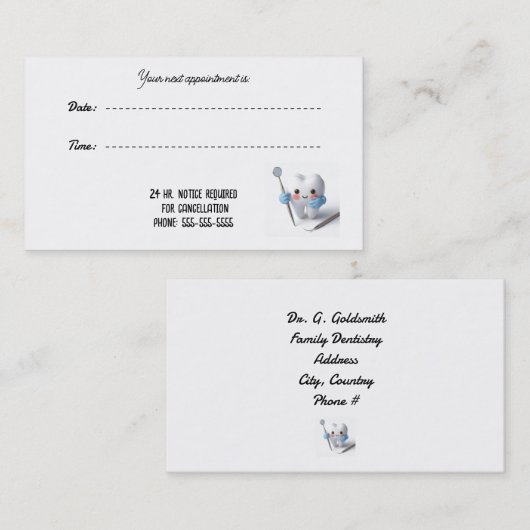 Dentistry Rendez-vous Whimsy Office Card (Devant / Derrière)