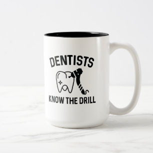 Dentists kennen de boor tweekleurige koffiemok
