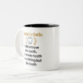 Dentist's Oath Funny DDS Afstuderen Gift Tweekleurige Koffiemok (Voorkant links)