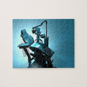 Dentist's stoel, computerkunstwerk. legpuzzel